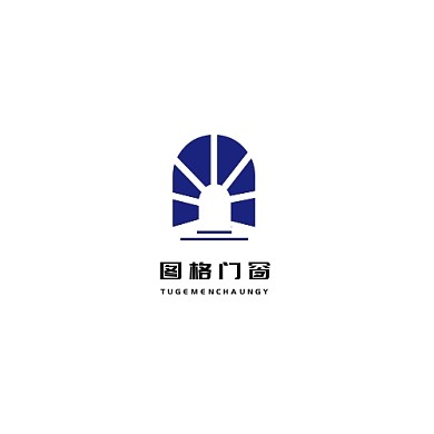 圖格門窗藍(lán)色簡約LOGO