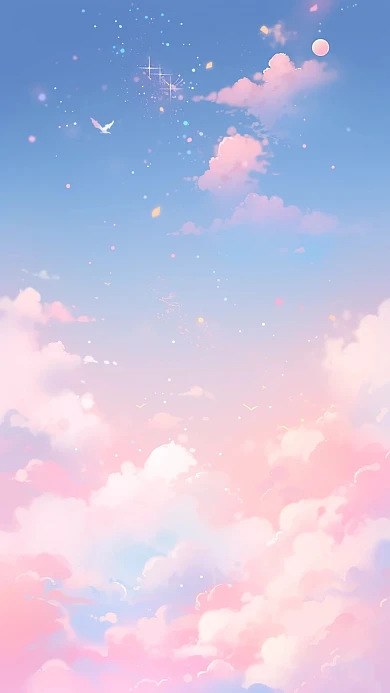 浪漫粉色星空云背景