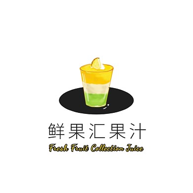 黃色杯子檸檬果汁卡通插畫水果飲料logo