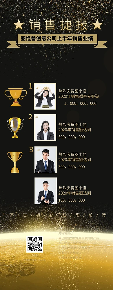 销售快讯通报表彰奖励黑金大气易拉宝