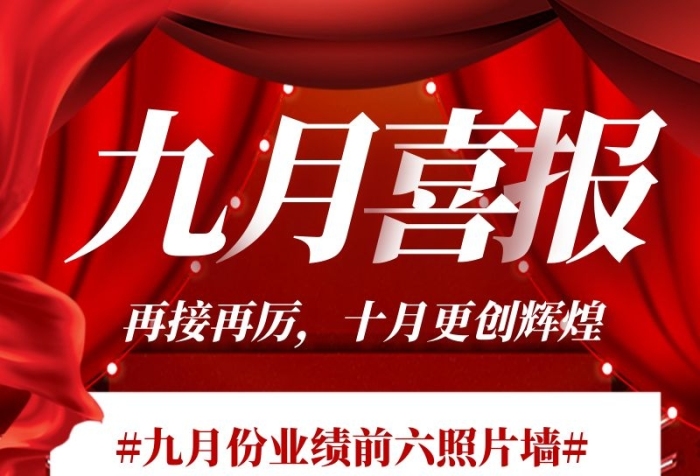 紅色大氣九月喜報銷售榜業(yè)績照片墻長圖