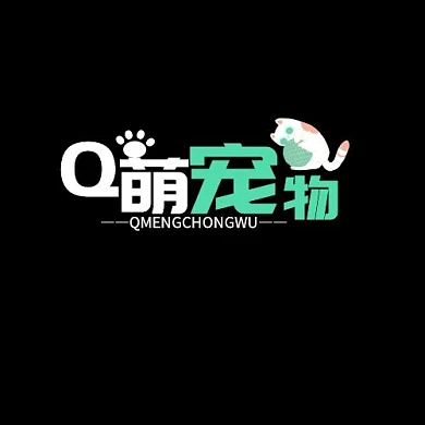 Q萌logo白色蓝色创意文字logo原创