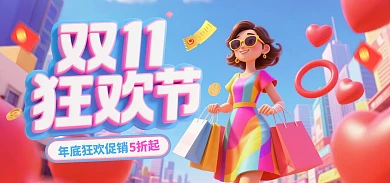 双11购物街横版电商全屏海报