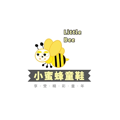 黄色黑色蜜蜂卡通插画童鞋鞋子电商logo