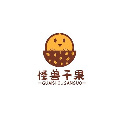 干果橢圓堅果橙棕色可愛簡約LOGO