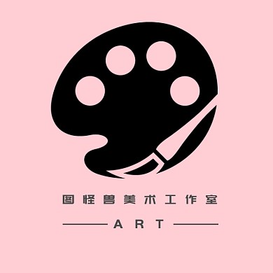美術(shù)工作室粉色簡約頭像logo