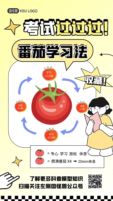 番茄学习法模型科普宣传创意手机海报