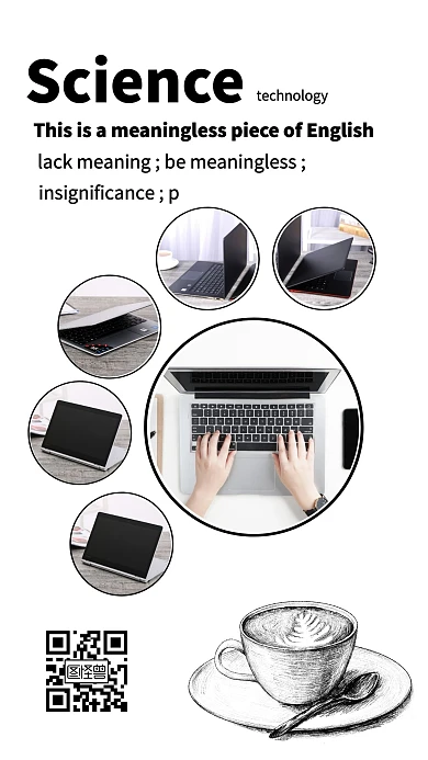 白底英文圆形笔记本电脑相册