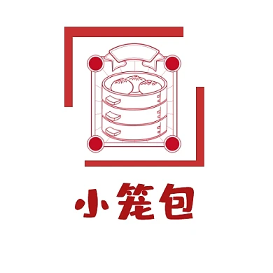 红白简约小笼包logo