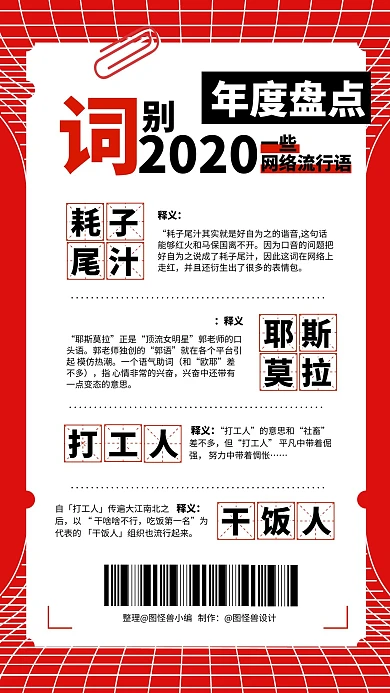 2020年度盘点网络流行语热点海报