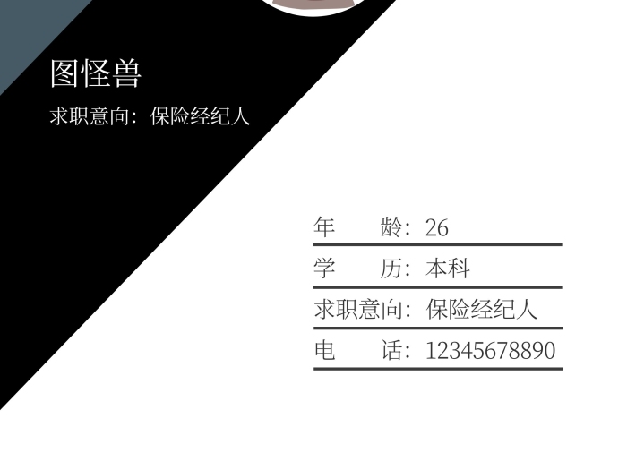 黑白簡約保險(xiǎn)個(gè)人求職簡歷封面