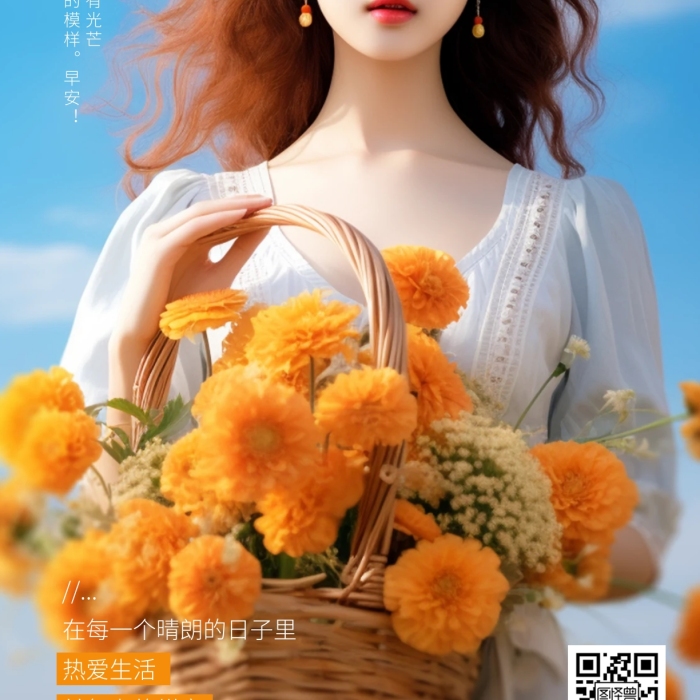 早安你好女孩正能力勵志日簽AIGC海報