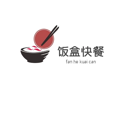 简约红黑饭盒快餐logo