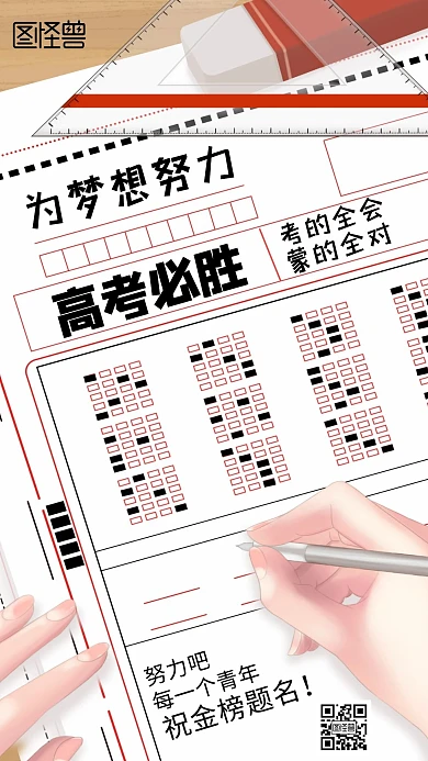 高考必胜答题卡激励创意手机海报