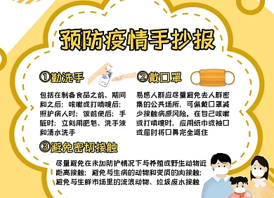卡通文艺预防疫情手抄报