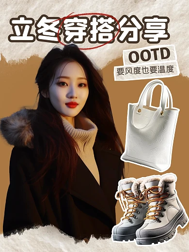 棕色立冬穿搭分享ootd小红书封面