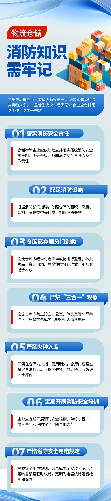 物流仓储防火知识科普文章长图