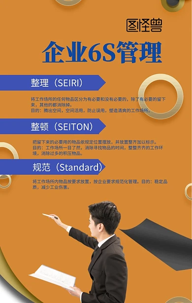 蓝色简约企业6S管理海报