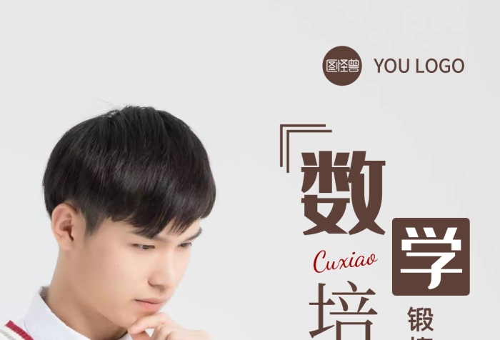 摄影图数学培训褐色简约风手机海报