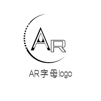 黑白简约半圆字母ARlogo