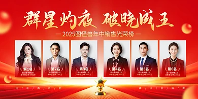 销售榜光荣榜红金人物表彰横版海报