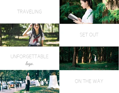 创意旅行出游女孩照片分享拼图
