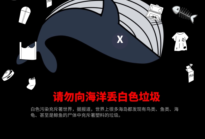 白色垃圾污染簡(jiǎn)約深色公益豎版海報(bào)