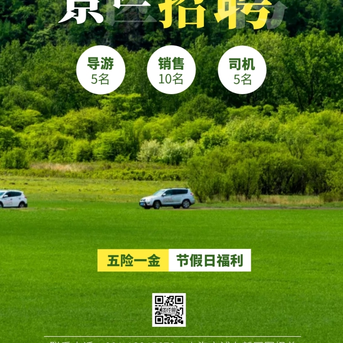 旅游區(qū)招聘綠色白色簡(jiǎn)約手機(jī)海報(bào)
