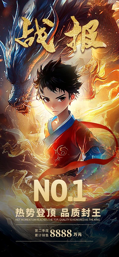 大气哪吒借势营销喜报战报全屏海报