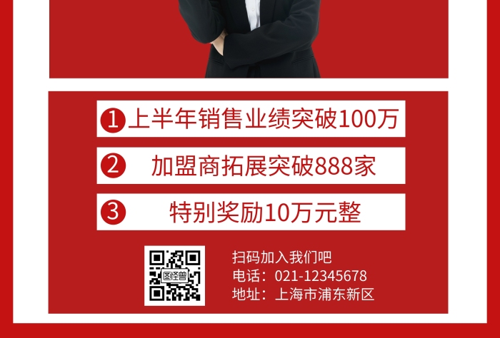 紅色簡(jiǎn)約銷售獎(jiǎng)勵(lì)海報(bào)有頭像