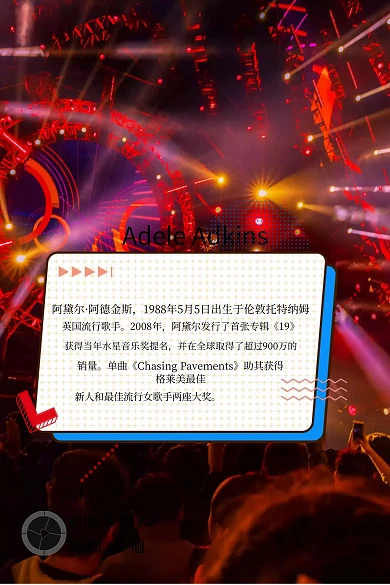 阿黛尔明星人物简介白色竖版配图