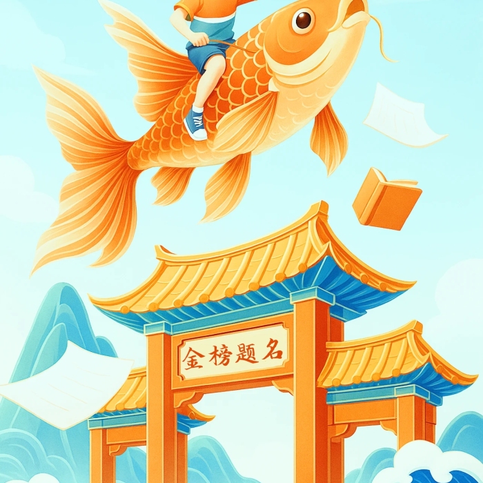簡約插畫風(fēng)高考必勝錦鯉附體祝福海報(bào)