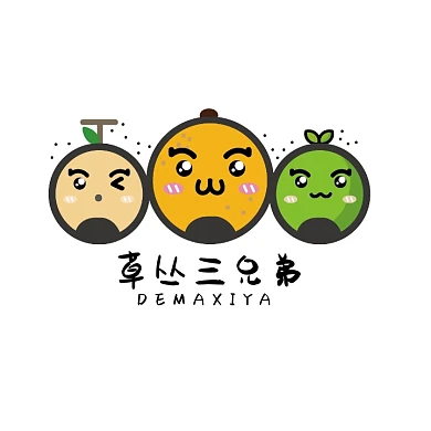 可爱卡通电商logo中英文渐变周边水果