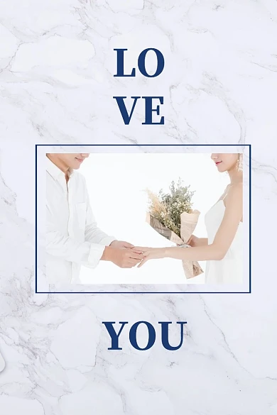 蓝色婚纱结婚爱情戒指简约大理石纹微博