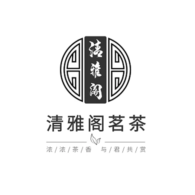 黑色窗格古风茶叶茗茶礼品电商logo