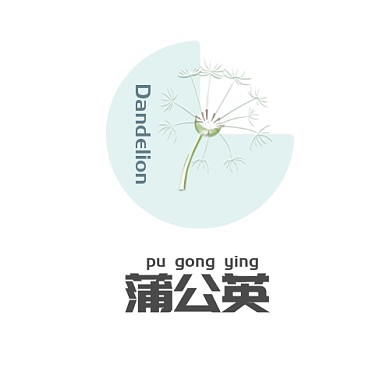 蒲公英簡約黑藍(lán)綠平面logo設(shè)計(jì)