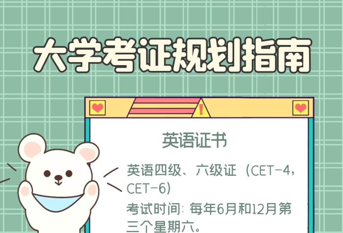 大學考證規(guī)劃綠色卡通小紅書封面