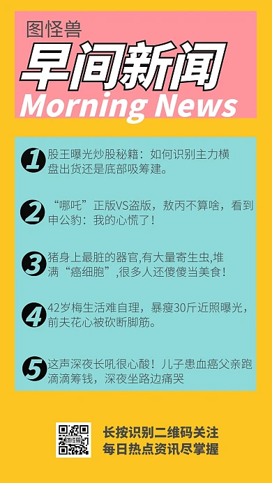 新闻早报黄色简洁时尚手机海报