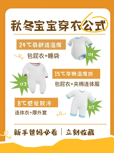 秋冬季婴幼儿穿衣公式宣传创意小红书