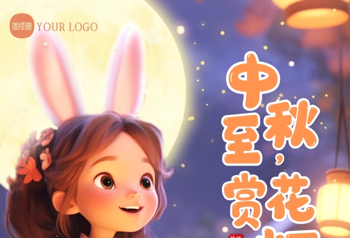 中秋節(jié)做花燈賞花燈活動AI動畫風海報
