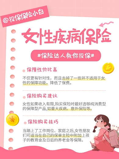 女性疾病保险理念推广产品介绍小红书配图