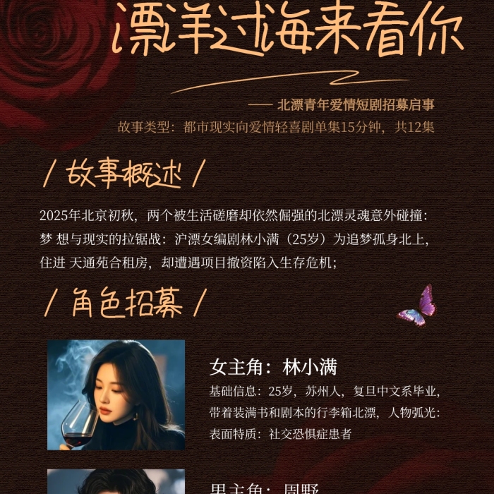 剧组演员招募全屏海报