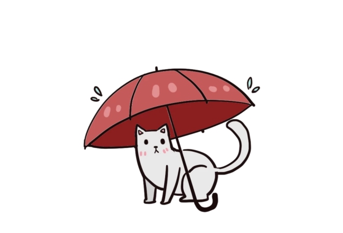 卡通生活娛樂下雨打傘萌寵表情包