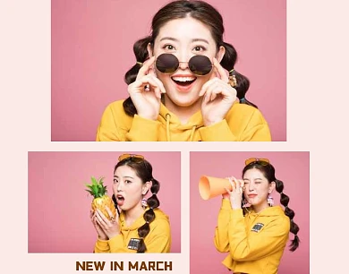 简约清新少女时尚自拍照片拼图