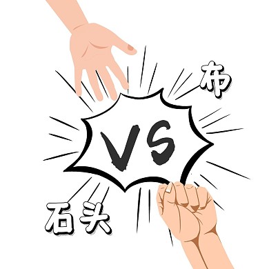 猜拳石頭vs布黑白簡潔線條包情包