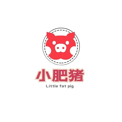 小肥猪红色插画logo卡通logo