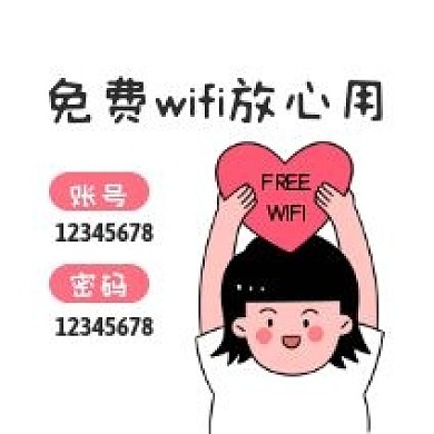 極簡手繪插畫wifi密碼不干膠