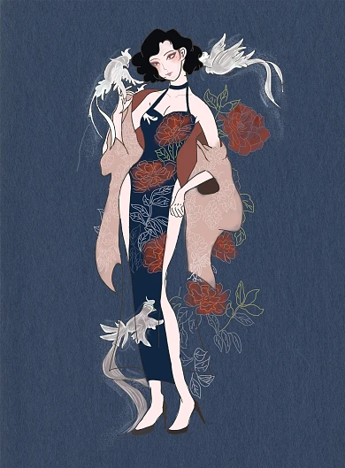 装饰画人蓝色复古怀旧装饰画