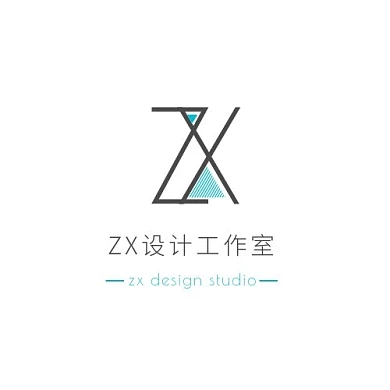 蓝色黑色简约字母三角设计工作室logo