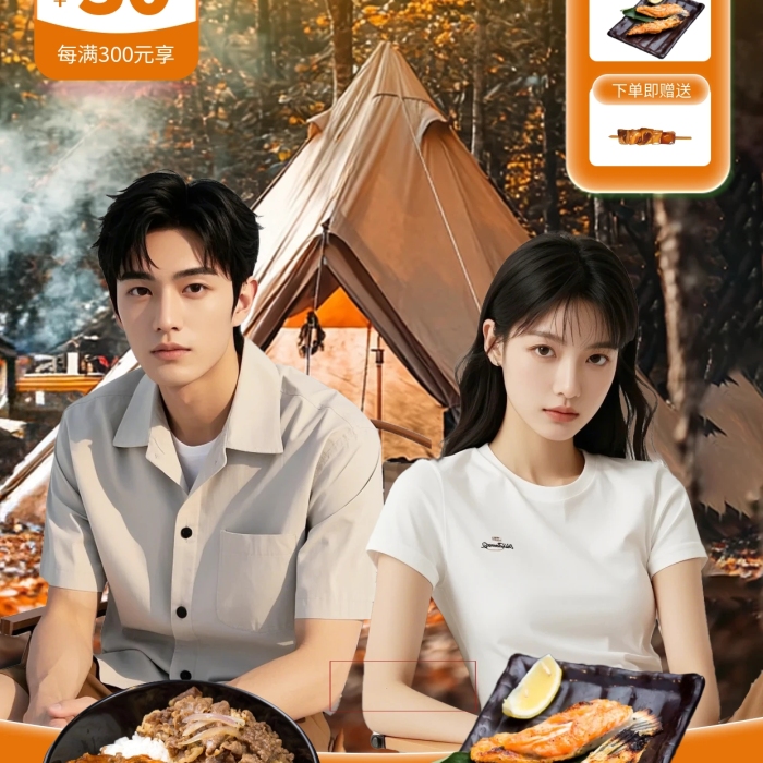 抖音户外露营贴片直播背景